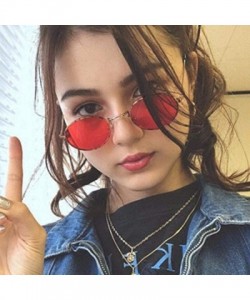 Oval Small Oval Mirror Sunglasses For Women Pink Luxury 2019 Men Brand Black - Yellow - CB18XE92MTM $20.40