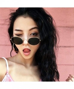 Oval Small Oval Mirror Sunglasses For Women Pink Luxury 2019 Men Brand Black - Yellow - CB18XE92MTM $20.40