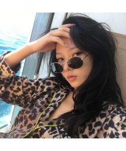 Oval Small Oval Mirror Sunglasses For Women Pink Luxury 2019 Men Brand Black - Yellow - CB18XE92MTM $20.40