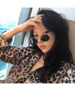 Oval Small Oval Mirror Sunglasses For Women Pink Luxury 2019 Men Brand Black - Yellow - CB18XE92MTM $8.26