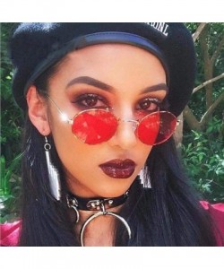 Oval Small Oval Mirror Sunglasses For Women Pink Luxury 2019 Men Brand Black - Yellow - CB18XE92MTM $20.40