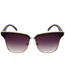 Oversized Oversized Cat Eye Frames with Color Mirror Lens 32164-REV - Matte Black - C512IQ1JAJR $10.24