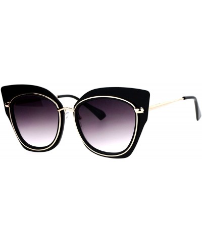 Butterfly Oversized Womens Sunglasses Big Square Butterfly Double Frame UV 400 - Black Gold - CG1877HD9XE $22.88