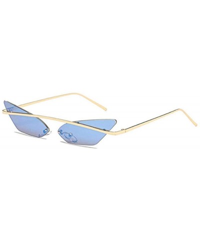 Aviator Small Cat Eye Sunglasses Women 2019 Fashion Shades UV400 Single Gold Purple - Blue Mirror - CL18YZXHH4Y $13.16