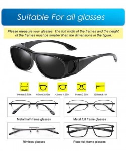 Wrap Polarized Wraparound Sunglasses worn outside the eyeglasses for driving - Black - CO18X02WGXX $19.65