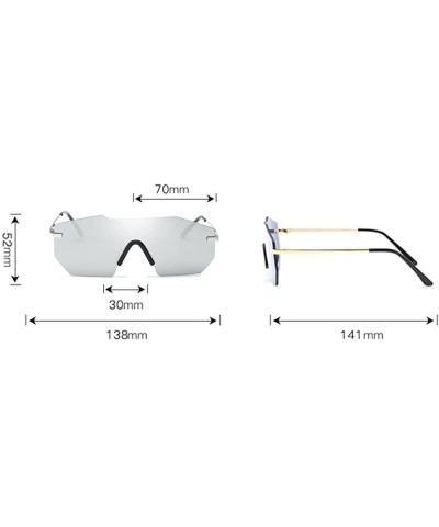 Oversized Fashion Rimless Mirrored Sunglasses For Women Shades Oversized Eyewear - Silver - CD18E0IS22Z $12.62