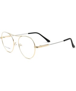 Aviator Classic Retro Oversized Aviator Style Memory Metal Optical Eyeglass Frames - Gold - CG18NCX8MYA $15.87