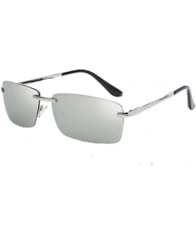 Square Men Coating UV400 Polarized Glasses Rectangle Sunglass Eyewear - Silver - CO17AAQ887K $26.59