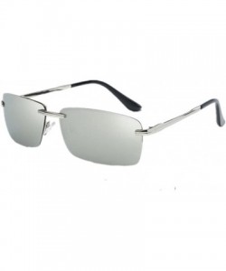 Square Men Coating UV400 Polarized Glasses Rectangle Sunglass Eyewear - Silver - CO17AAQ887K $14.20