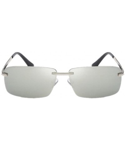 Square Men Coating UV400 Polarized Glasses Rectangle Sunglass Eyewear - Silver - CO17AAQ887K $14.20