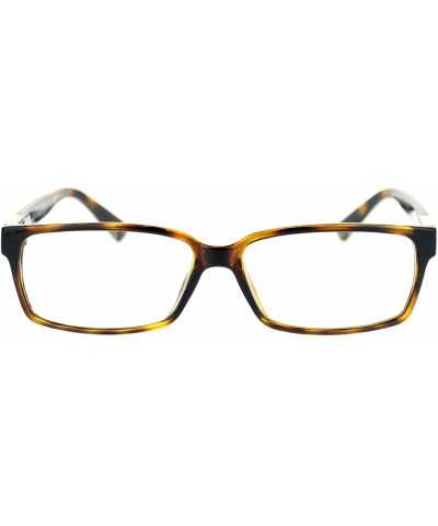 Rectangular Unisex Classic Narrow Rectangular Metal Hinge Clear Lens Eye Glasses - Tortoise - CU11PWJFXT9 $10.96