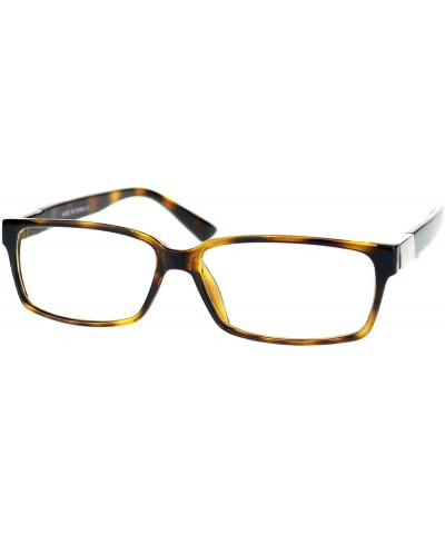 Rectangular Unisex Classic Narrow Rectangular Metal Hinge Clear Lens Eye Glasses - Tortoise - CU11PWJFXT9 $10.96