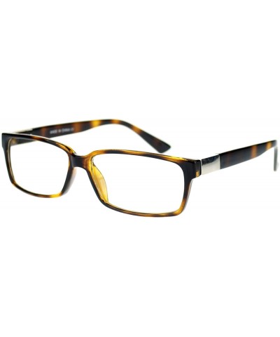 Rectangular Unisex Classic Narrow Rectangular Metal Hinge Clear Lens Eye Glasses - Tortoise - CU11PWJFXT9 $10.96