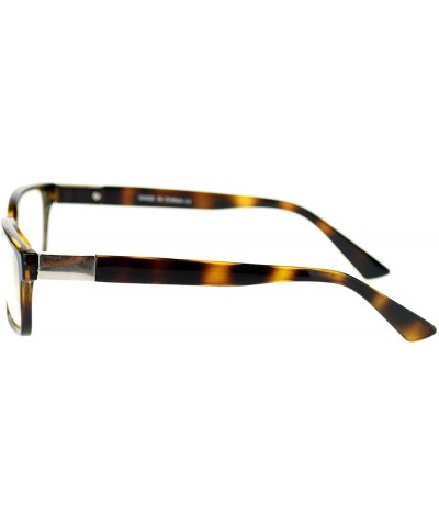 Rectangular Unisex Classic Narrow Rectangular Metal Hinge Clear Lens Eye Glasses - Tortoise - CU11PWJFXT9 $10.96