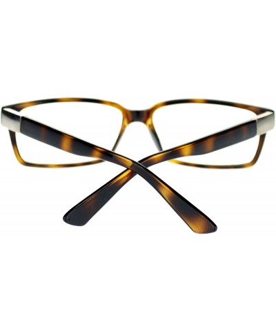 Rectangular Unisex Classic Narrow Rectangular Metal Hinge Clear Lens Eye Glasses - Tortoise - CU11PWJFXT9 $10.96