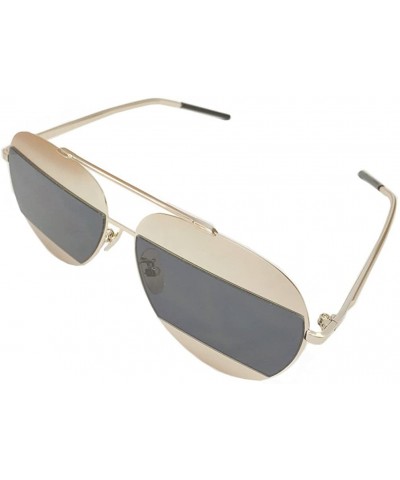 Aviator 90s Sunglasses Aviators Style Gold Frame Rectangle Mirror Lens 55mm - Gold/Grey - CY12FU83FMN $31.39