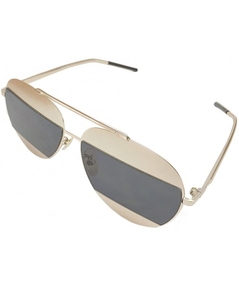 Aviator 90s Sunglasses Aviators Style Gold Frame Rectangle Mirror Lens 55mm - Gold/Grey - CY12FU83FMN $16.32