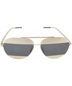 Aviator 90s Sunglasses Aviators Style Gold Frame Rectangle Mirror Lens 55mm - Gold/Grey - CY12FU83FMN $16.32