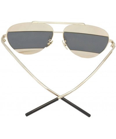 Aviator 90s Sunglasses Aviators Style Gold Frame Rectangle Mirror Lens 55mm - Gold/Grey - CY12FU83FMN $16.32