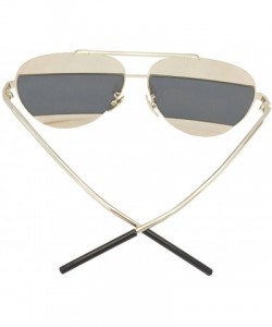 Aviator 90s Sunglasses Aviators Style Gold Frame Rectangle Mirror Lens 55mm - Gold/Grey - CY12FU83FMN $16.32