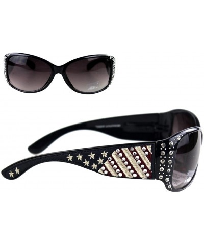 Oversized US Pride Sunglasses - Black - CW182DZTDGN $22.87