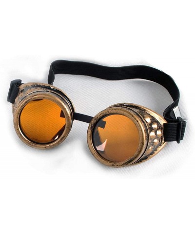 Goggle Retro Vintage Cyber Goggles Steampunk Welding Gothic ABS Frame Glasses Rustic - Retro Copper Frame+orange Lenses - CU1...