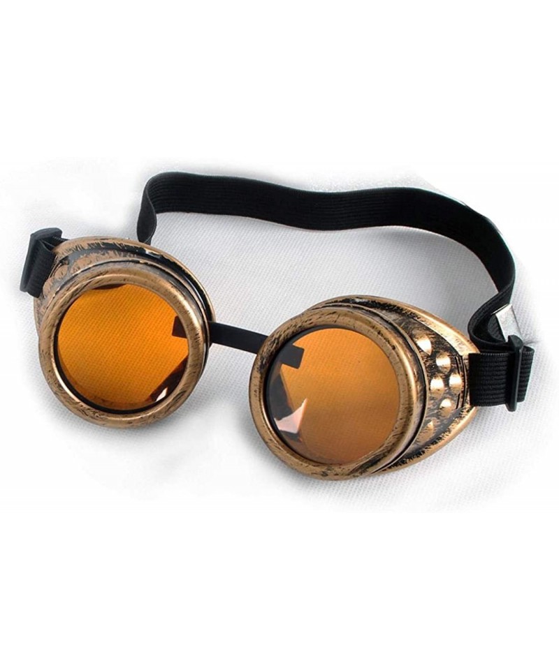 Goggle Retro Vintage Cyber Goggles Steampunk Welding Gothic ABS Frame Glasses Rustic - Retro Copper Frame+orange Lenses - CU1...