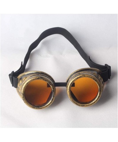 Goggle Retro Vintage Cyber Goggles Steampunk Welding Gothic ABS Frame Glasses Rustic - Retro Copper Frame+orange Lenses - CU1...