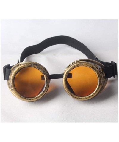 Goggle Retro Vintage Cyber Goggles Steampunk Welding Gothic ABS Frame Glasses Rustic - Retro Copper Frame+orange Lenses - CU1...