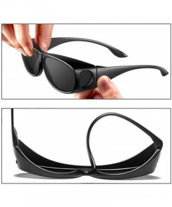 Wrap Polarized Wraparound Sunglasses worn outside the eyeglasses for driving - Black - CO18X02WGXX $19.65