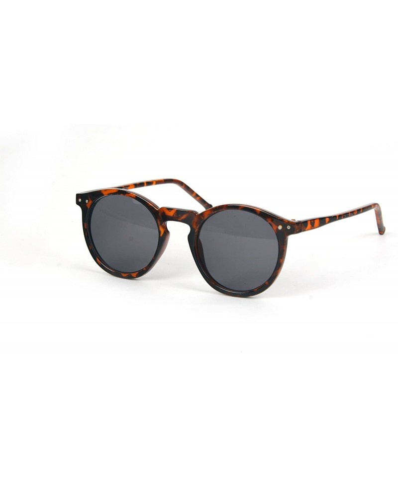 Round Unisex Retro Round Sunglasses - Tortoise-smoke Lens - CE11BS3BXO7 $13.64