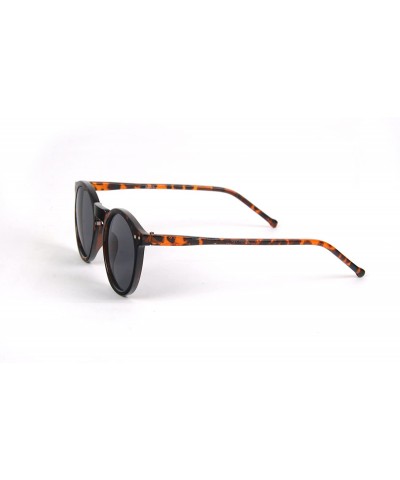 Round Unisex Retro Round Sunglasses - Tortoise-smoke Lens - CE11BS3BXO7 $13.64