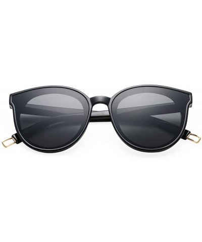 Round Round Sunglasses for Men and Women Oversized Vintage Shades-60mm - Black/Grey - CB18S7LU8WQ $27.57
