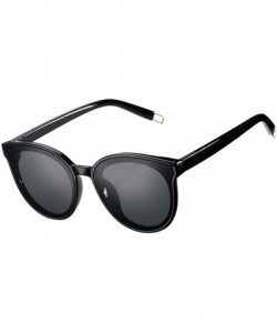 Round Round Sunglasses for Men and Women Oversized Vintage Shades-60mm - Black/Grey - CB18S7LU8WQ $13.25