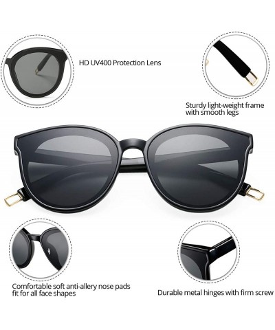 Round Round Sunglasses for Men and Women Oversized Vintage Shades-60mm - Black/Grey - CB18S7LU8WQ $13.25