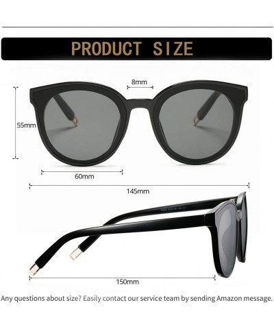 Round Round Sunglasses for Men and Women Oversized Vintage Shades-60mm - Black/Grey - CB18S7LU8WQ $13.25