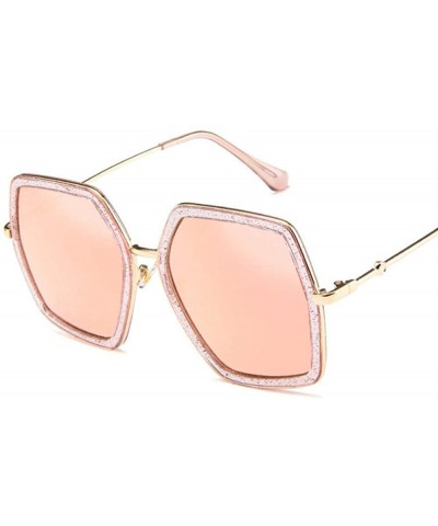 Square Big Shiny Sunglasses For Women 2019 New Oversized Square G Red Green Brand Blue - Doublegray - CG18XE9HH9N $8.12