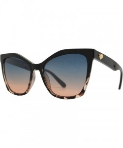 Square Womens Cateye Sunglasses with Heart Accent - UV Protection - Black Fade + Blue Pink - CZ18WZX6L95 $12.69