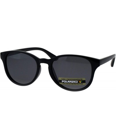 Round Womens Polarized Lens Sunglasses Classic Round Horn Rim Fashion - Black (Black) - CA18NETHK2N $14.06