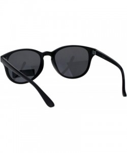 Round Womens Polarized Lens Sunglasses Classic Round Horn Rim Fashion - Black (Black) - CA18NETHK2N $14.06