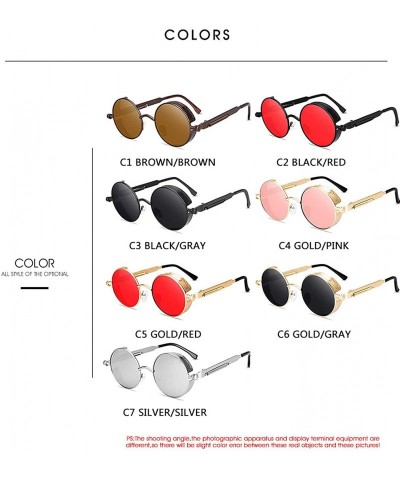 Goggle Classic Gothic Steampunk Sunglasses Sun Glasses Men Women Vintage Round Fashion Driving Goggle UV400 - CZ1985343I2 $28.56