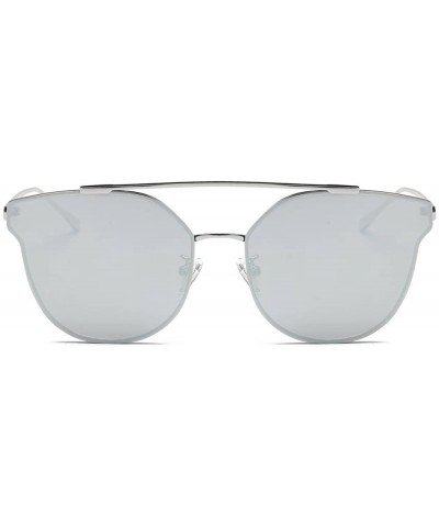 Square Stylish Sunglasses for Men Women 100% UV protectionPolarized Sunglasses - Silver - CP18S9QHWUL $10.52