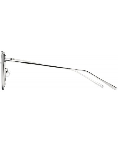 Square Stylish Sunglasses for Men Women 100% UV protectionPolarized Sunglasses - Silver - CP18S9QHWUL $10.52