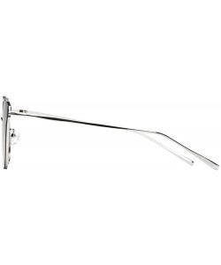 Square Stylish Sunglasses for Men Women 100% UV protectionPolarized Sunglasses - Silver - CP18S9QHWUL $10.52