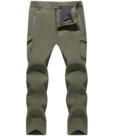 Sport Men's Ski Pants-Snow Ski Tactical Fleece Lining Softshell Winter Pants Trousers - Army Green - C212O5XJHJ5 $36.49