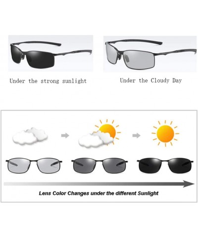 Oval Polarized Photochromic Sunglasses Mens Transition Lens Driving Glasses Driver Safty Goggles Package A Silver Blue - CB19...