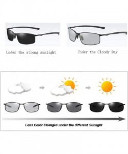 Oval Polarized Photochromic Sunglasses Mens Transition Lens Driving Glasses Driver Safty Goggles Package A Silver Blue - CB19...