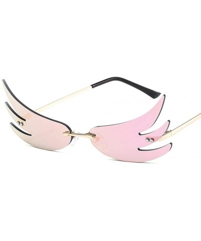 Rimless Wing Rimless Sunglasses for Women Sun Glasses Unique Eyeglasses UV400 - C6 Gold Pink - CO1902ALA2Y $23.48