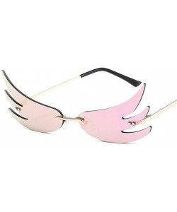 Rimless Wing Rimless Sunglasses for Women Sun Glasses Unique Eyeglasses UV400 - C6 Gold Pink - CO1902ALA2Y $15.44