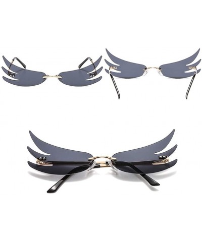 Rimless Wing Rimless Sunglasses for Women Sun Glasses Unique Eyeglasses UV400 - C6 Gold Pink - CO1902ALA2Y $15.44